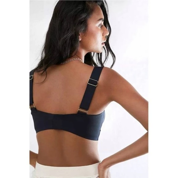 Free People NWT Naomi Longline Bra Sweetheart Wide Straps Lined Black Medium New - Picture 2 of 12